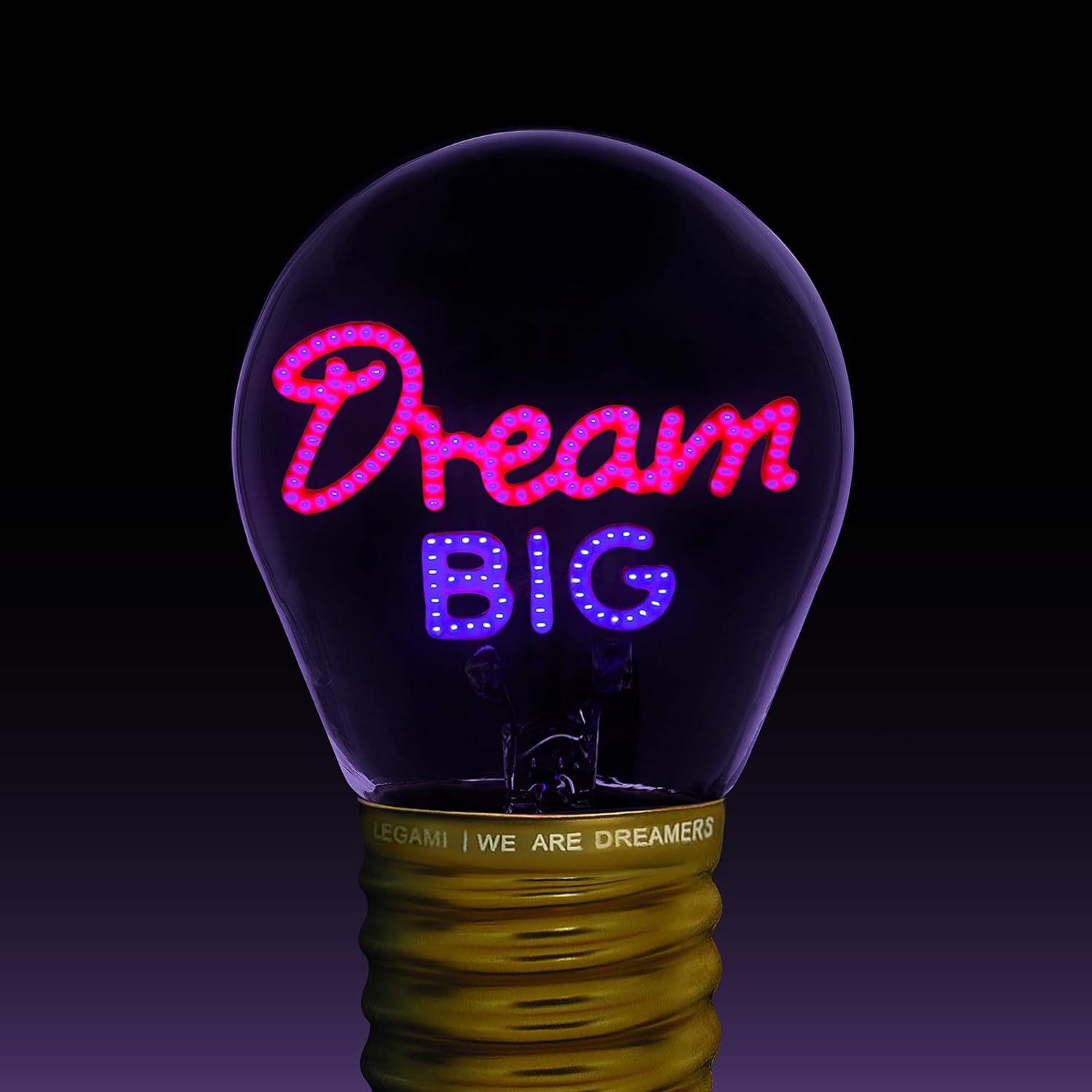 Legami - Table Lamp, Rechargeable with USB Cable, Wireless, Bulb Fiction, Dream Big, 6.8 x 10.5 cm