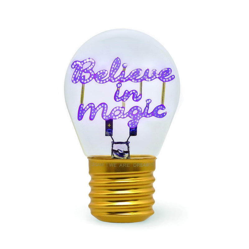 Legami - Table Lamp in The Shape of a Bulb, Rechargeable with USB Cable, Wireless, Bulb Fiction, Theme Believe in Magic, 6.8 x 10.5 cm