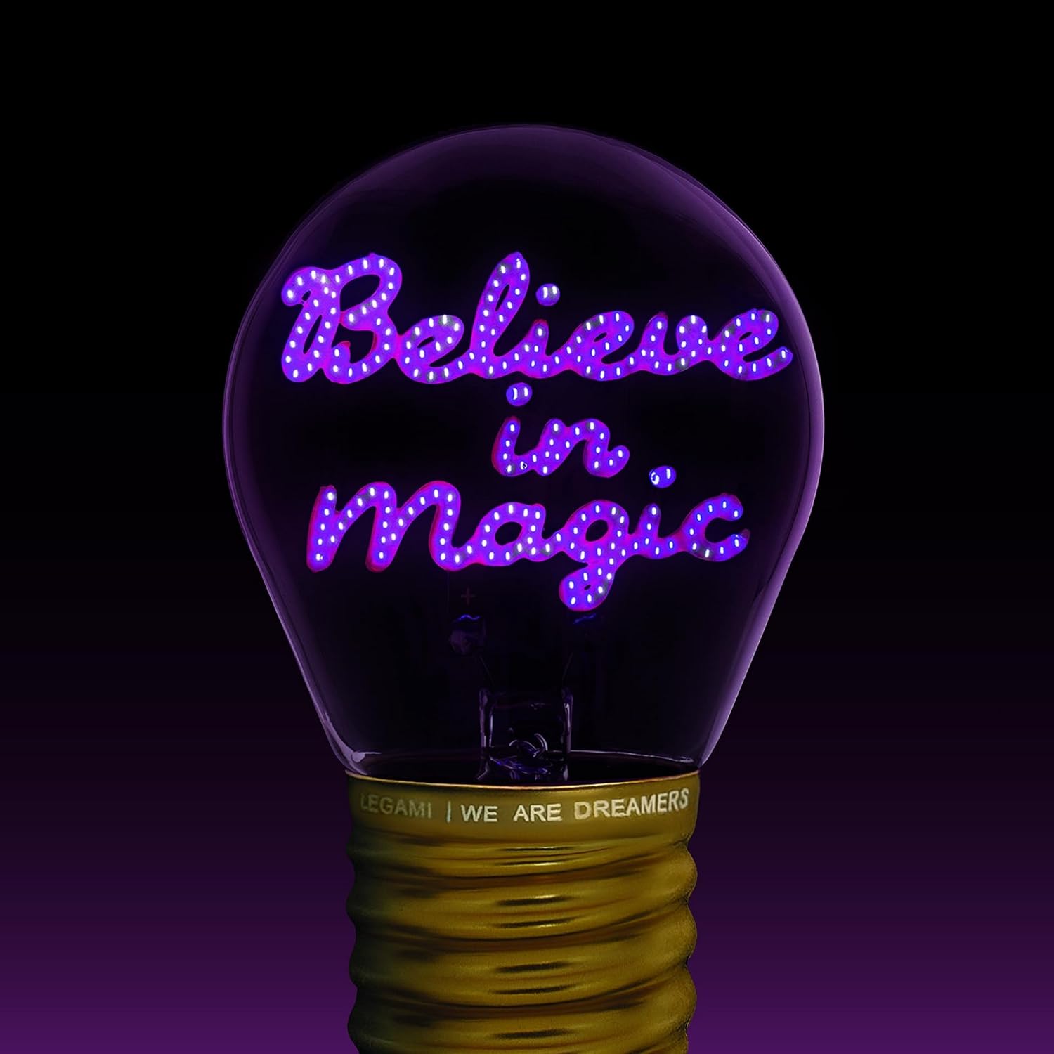 Legami - Table Lamp in The Shape of a Bulb, Rechargeable with USB Cable, Wireless, Bulb Fiction, Theme Believe in Magic, 6.8 x 10.5 cm