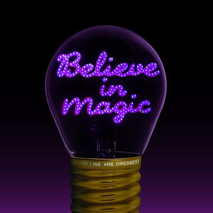 Legami - Table Lamp in The Shape of a Bulb, Rechargeable with USB Cable, Wireless, Bulb Fiction, Theme Believe in Magic, 6.8 x 10.5 cm