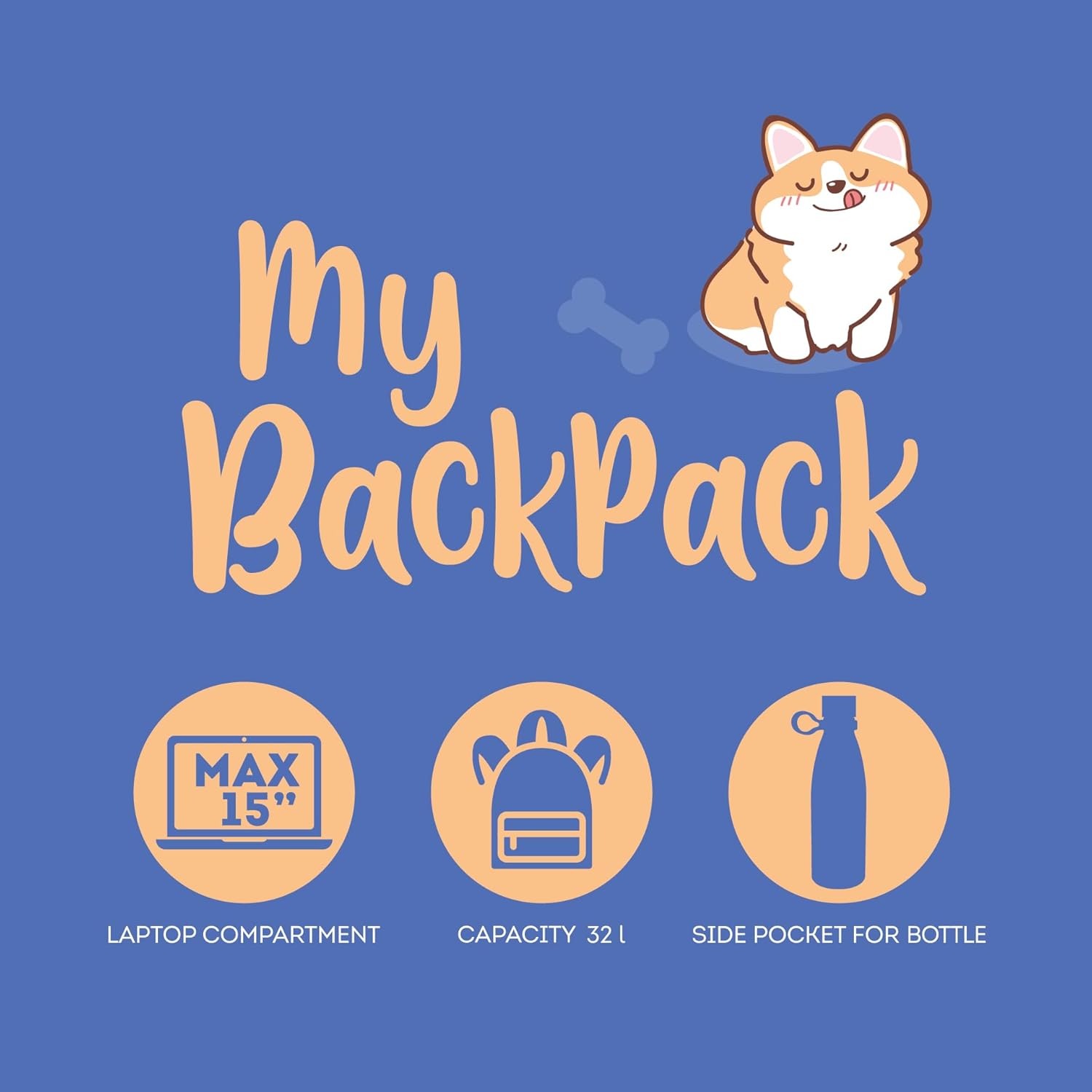 Legami - Zaino Per Scuola My Backpack, Cartella Scuola Foderata e Imbottita, Chiusura a Zip, Tasca Interna per Laptop e Tablet, Utilizzabile per viaggiare 32 L, 35 x 45 x 20 cm