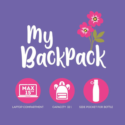 Legami - Zaino Per Scuola My Backpack, Cartella Scuola Foderata e Imbottita, Chiusura a Zip, Tasca Interna per Laptop e Tablet, Utilizzabile per viaggiare 32 L, 35 x 45 x 20 cm