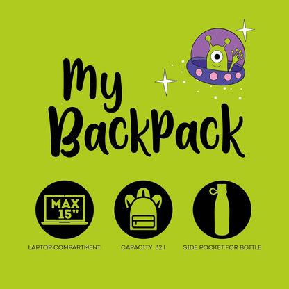 Legami - Zaino Per Scuola My Backpack, Cartella Scuola Foderata e Imbottita, Chiusura a Zip, Tasca Interna per Laptop e Tablet, Utilizzabile per viaggiare 32 L, 35 x 45 x 20 cm