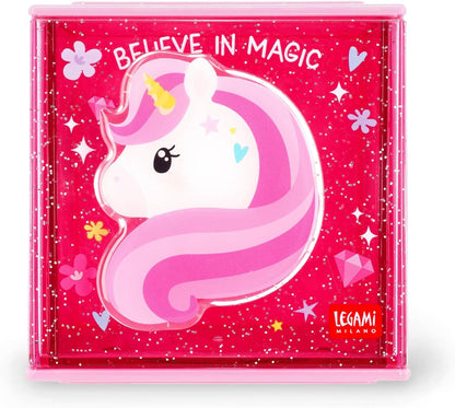 Legami - Cutie Cubes Desk Modular Box, Unicorn Theme, Desk Organizer, Storage Box, Sticker Sheet Included, Stackable, Multifunctional, ABS, 90 x 90 x 100 cm