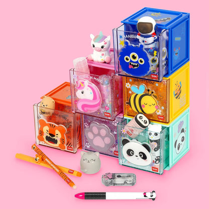 LEGAMI - Cutie Cubes Tiger Desk Organiser Storage Box Sticker Sheet Included Stackable Multifunctional ABS 90 x 90 x 100 cm