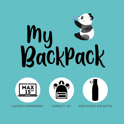 Legami - Zaino Per Scuola My Backpack, Cartella Scuola Foderata e Imbottita, Chiusura a Zip, Tasca Interna per Laptop e Tablet, Utilizzabile per viaggiare 32 L, 35 x 45 x 20 cm