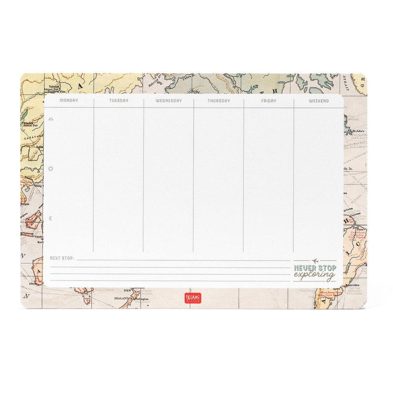 Legami - Mouse Mat & Block Notes, Smart Notes, 25 x 17 cm, Paper, 80 g/m², Travel Theme, Made in Italy, 55 Detachable Sheets, for Notes, Notes, Memo, for Office and Home, Customize Desk