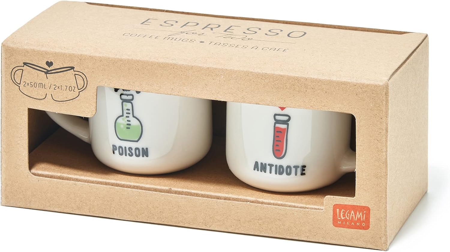 Legami Coffee Cups, Multi-Colour, 5.5 x 5.5 x 5 cm Poison & Antidote 5.5x5.5x5 cm Multi-Coloured