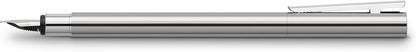 Faber-Castell 342001 - Stilografica Neo Slim acciaio inox, pennino F, argento lucido