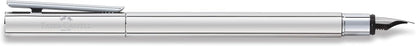 Faber-Castell 342001 - Stilografica Neo Slim acciaio inox, pennino F, argento lucido