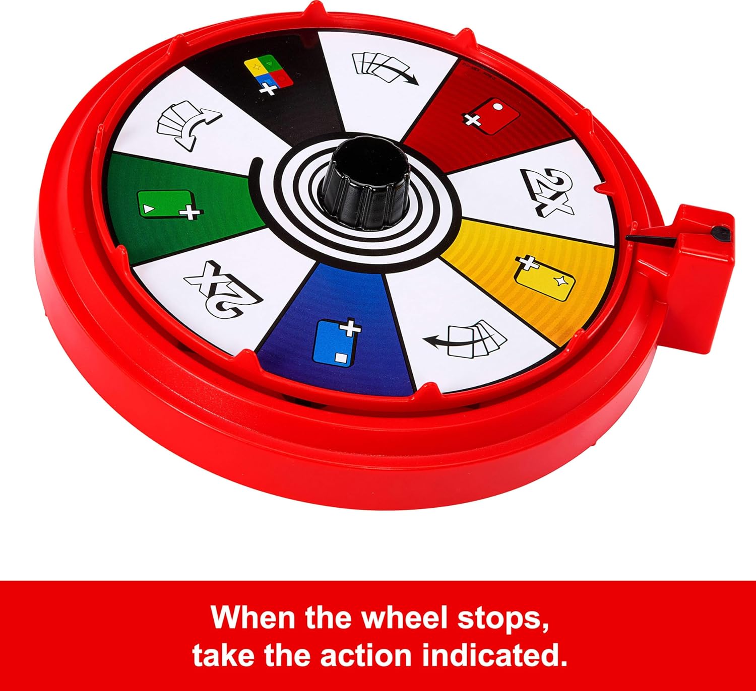 Mattel Games UNO Spin Kartenspiel für Kinder, Erwachsene und Spieleabende mit der Familie, Klassisches Spiel mit Drehscheibe, Neue Herausforderungen und Regeln, Aktivität bei schlechtem Wetter, JGR00