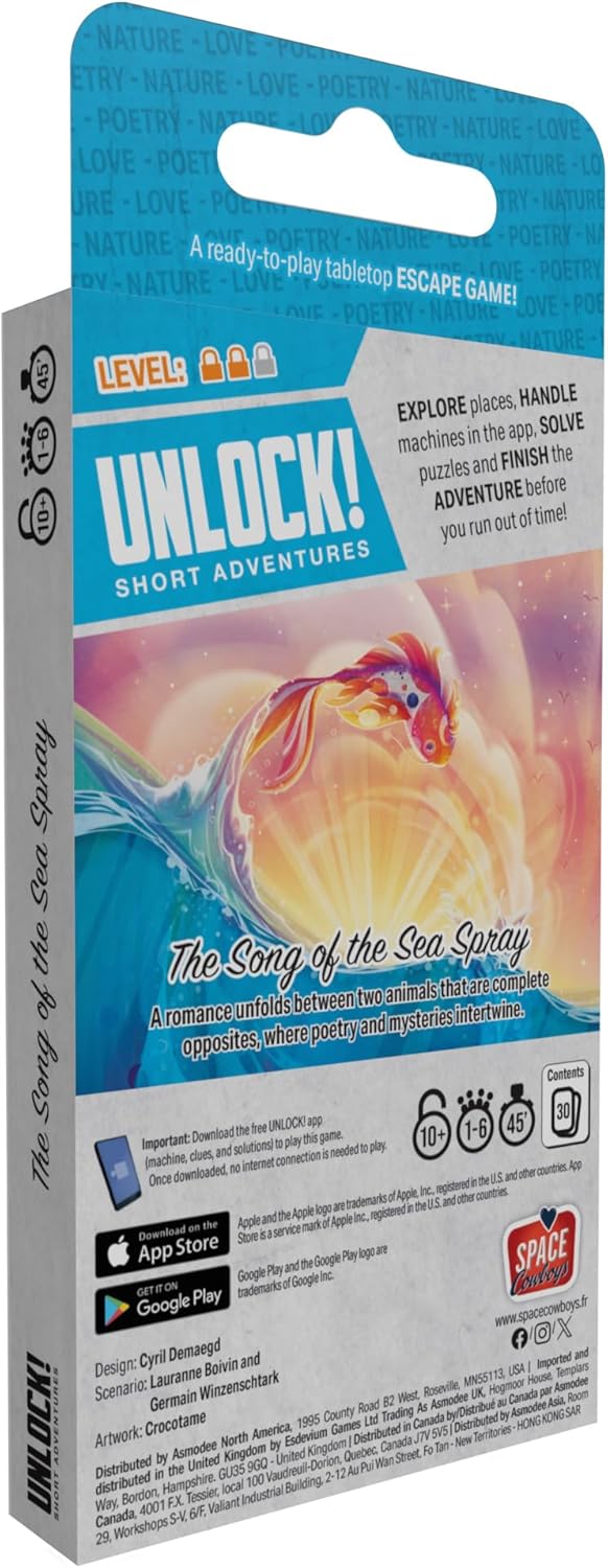 Asmodee | Unlock! Short Adventures 11 - The Song of the Sea Spray | Escape Room Card Game | Ages 10+ | 1-6 Players | 45 Minutes Playing Time