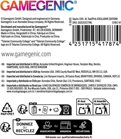 Gamegenic, Squire 100+ XL Exclusive Line Teal/Pink, up to 100 Double-Sided Cards, Colour: Turquoise/Pink