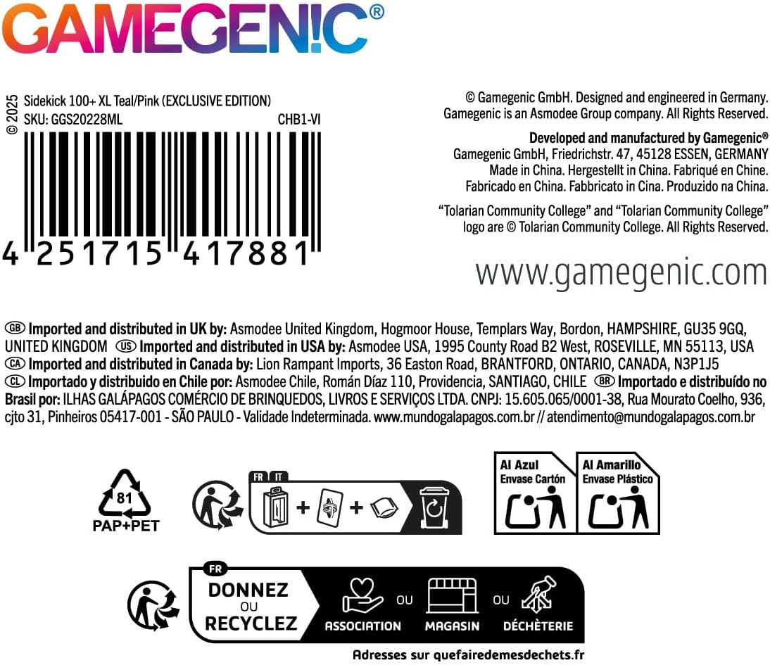 Gamegenic | Sidekick Deck Pod 100+ XL - Teal/Pink | Trading Card Game Accessory
