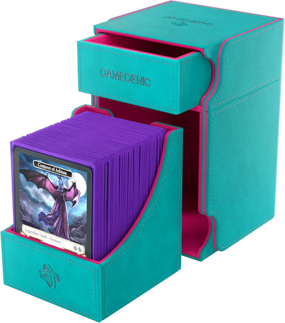 Gamegenic, Watchtower 100+ XL Exclusive Line Teal/Pink, up to 100 Double-Sided Cards, Colour: Turquoise/Pink