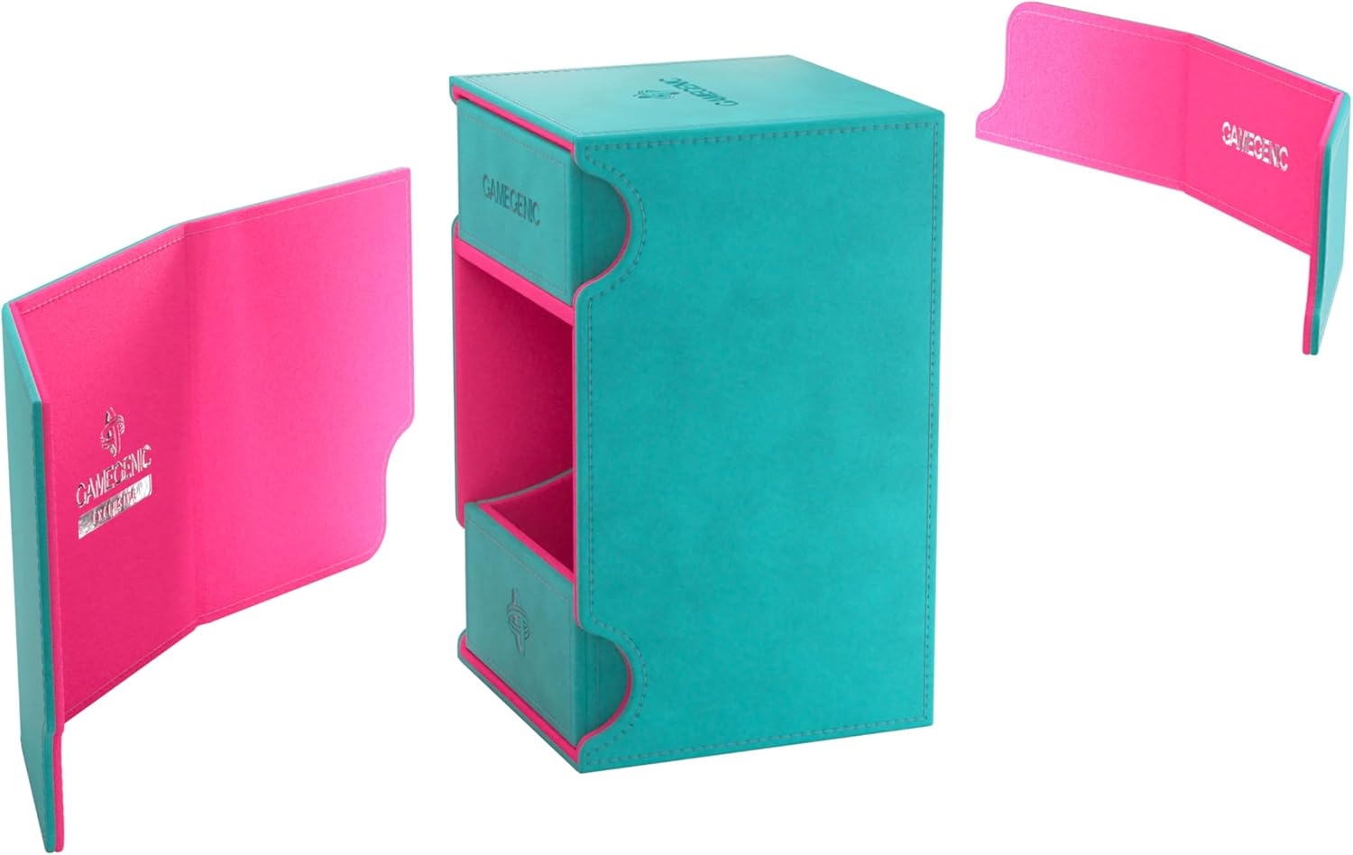 Gamegenic, Watchtower 100+ XL Exclusive Line Teal/Pink, up to 100 Double-Sided Cards, Colour: Turquoise/Pink