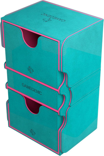 Gamegenic | Stronghold Deck Pod 200+ XL - Teal/Pink | Trading Card Game Accessory