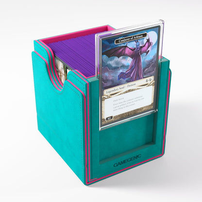 Gamegenic, Sidekick PRO 100+ XL Exclusive Line Teal/Pink, up to 100 Double-Sided Cards, Colour: Turquoise / Pink