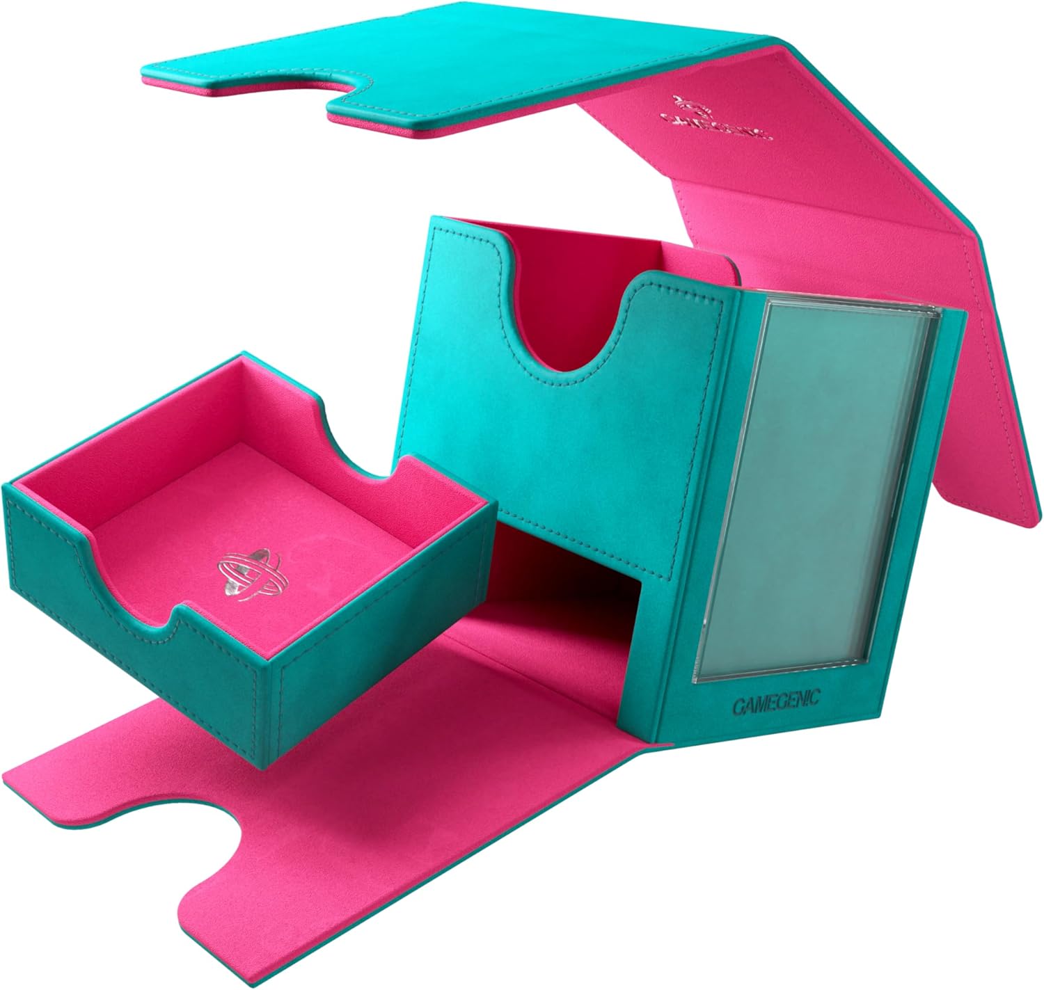 Gamegenic, Sidekick PRO 100+ XL Exclusive Line Teal/Pink, up to 100 Double-Sided Cards, Colour: Turquoise / Pink