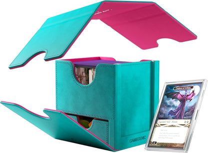Gamegenic, Sidekick PRO 100+ XL Exclusive Line Teal/Pink, up to 100 Double-Sided Cards, Colour: Turquoise / Pink