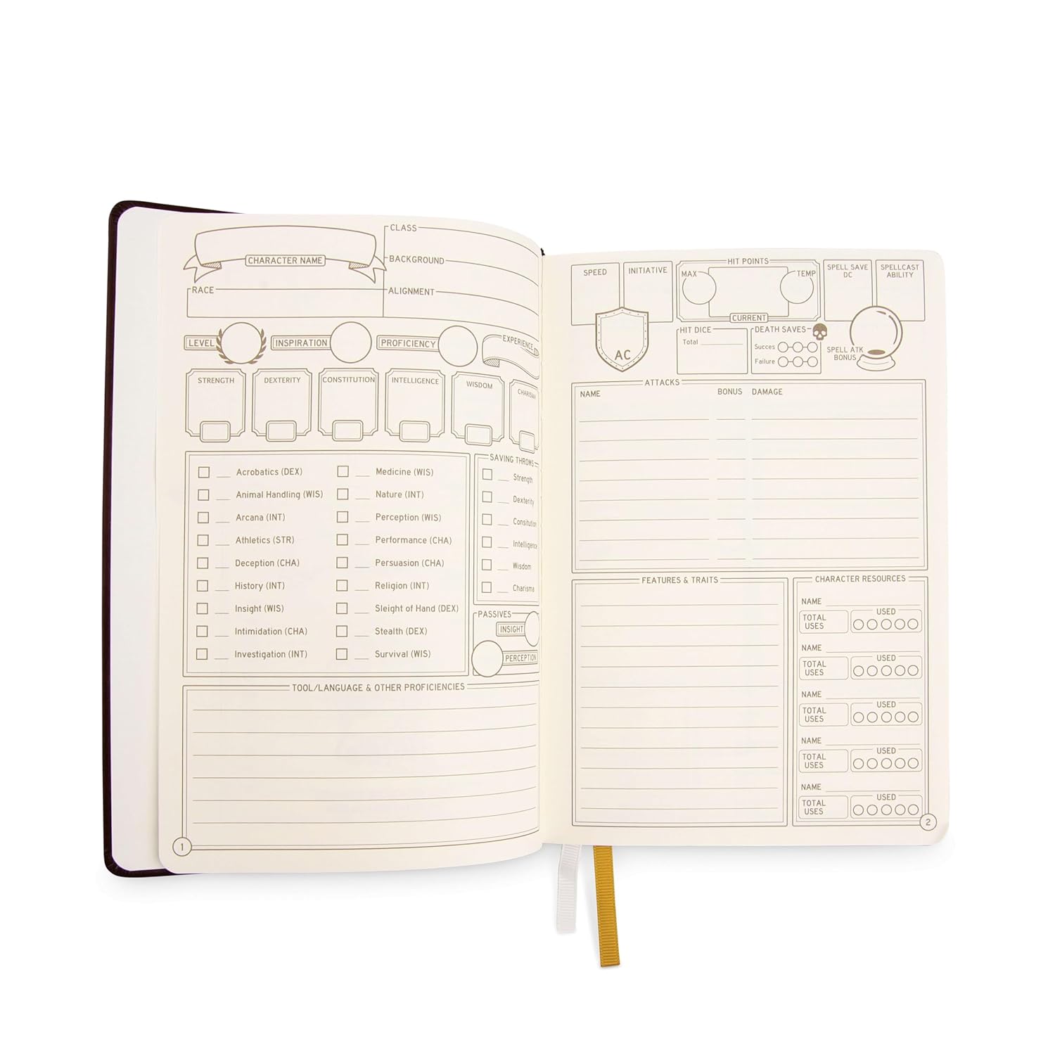 GlassStaff DnD 5e Character Notebook Journal – Player journal – Character sheet - PU leather journal dnd - Dungeons and Dragons Quest - dnd character sheets (Blue