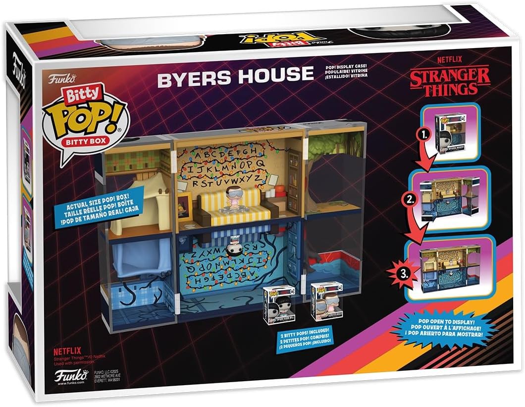 Funko Bitty Pop! Bitty Boxes: Stranger Things - Byers House Playset with 2-0.9 Inch Tiny Mini Figures - Collector's Display Case with Interior Scene and Storage - Gift Idea
