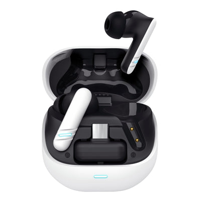 GXTrust 409 Oxxie Wireless Earbuds PS5 Switch PC Mobile, Bluetooth or USB-C Receiver, Gaming Earphones with 4 ENC Noise Cancelling Microphones, 40h Battery Life, Low Latency Stereo In Ear Buds, White