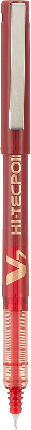 Pilot V7 Hi-Tecpoint Rollerball Pen, 0.7 mm Tip - Red, Box of 12