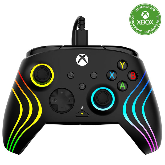 Turtle Beach Afterglow Wave Zwart Bekabelde RGB-Gamingcontroller – Gelicentieerd voor Xbox Series X en S, Xbox One en Windows – Toewijsbare knoppen, Hall-Effect-Hairtriggers, Audiobediening