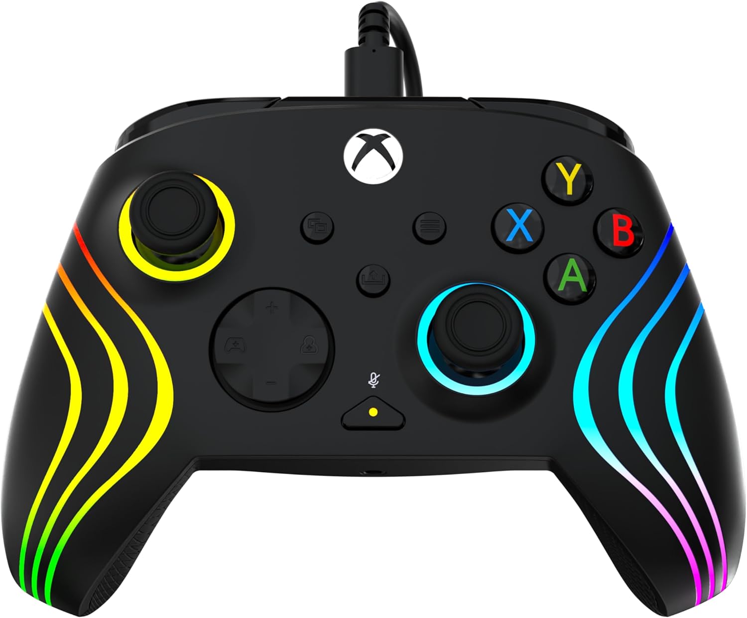 Turtle Beach Afterglow Wave Zwart Bekabelde RGB-Gamingcontroller – Gelicentieerd voor Xbox Series X en S, Xbox One en Windows – Toewijsbare knoppen, Hall-Effect-Hairtriggers, Audiobediening