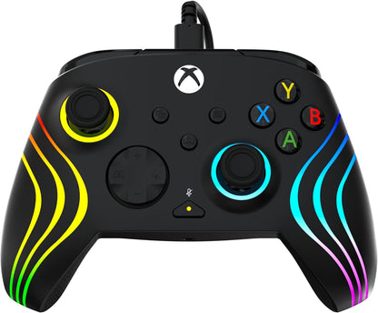 Turtle Beach Afterglow Wave Zwart Bekabelde RGB-Gamingcontroller – Gelicentieerd voor Xbox Series X en S, Xbox One en Windows – Toewijsbare knoppen, Hall-Effect-Hairtriggers, Audiobediening