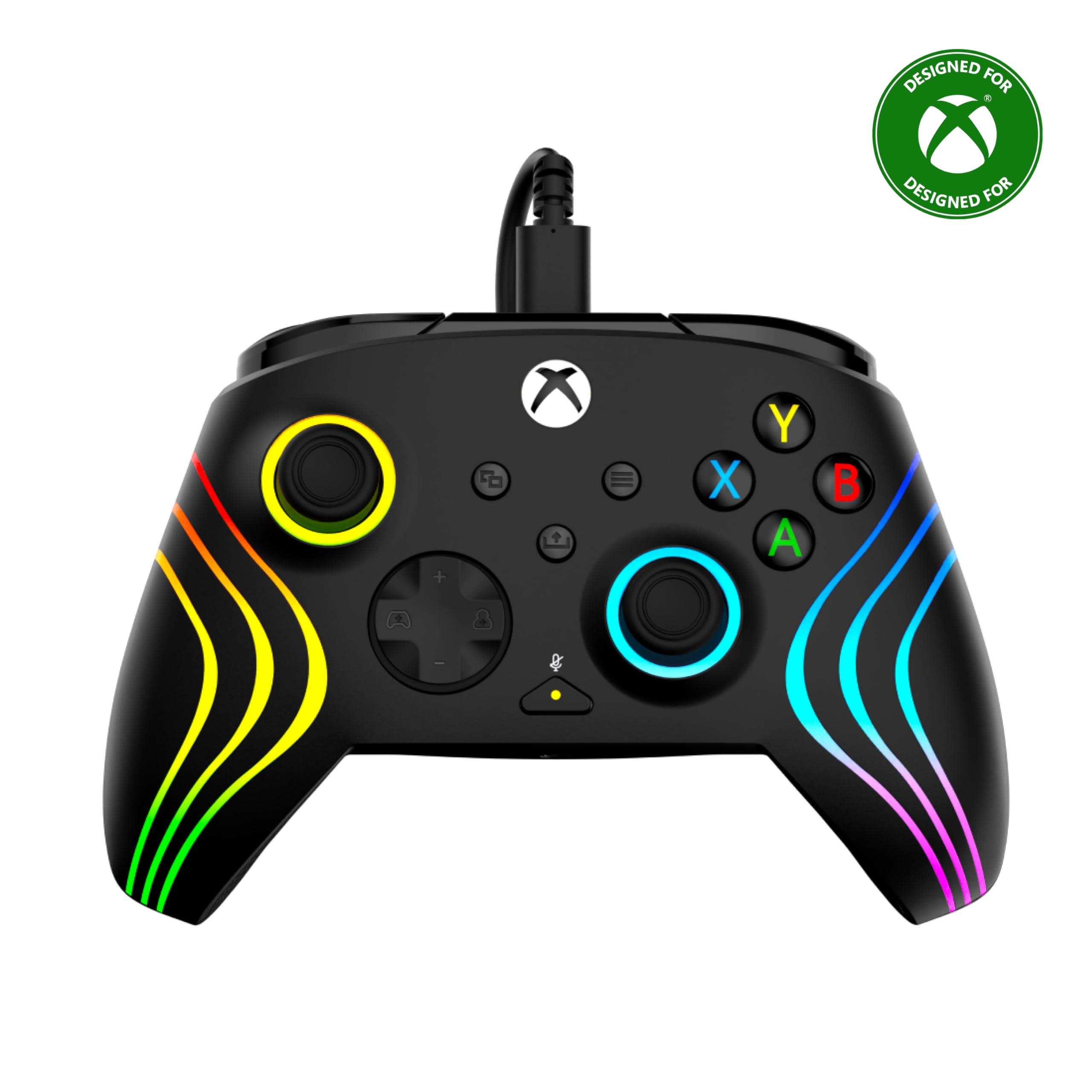 Turtle Beach Afterglow Wave Nero Controller Gamepad RGB cablato - Con licenza per Xbox Series XS, Xbox One e Windows - Pulsanti programmabili, grilletti effetto Hall, controlli audio