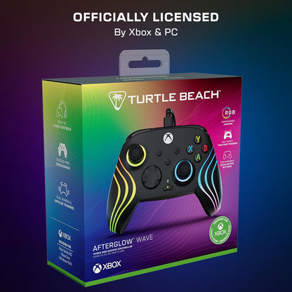 Turtle Beach Afterglow Wave Nero Controller Gamepad RGB cablato - Con licenza per Xbox Series XS, Xbox One e Windows - Pulsanti programmabili, grilletti effetto Hall, controlli audio