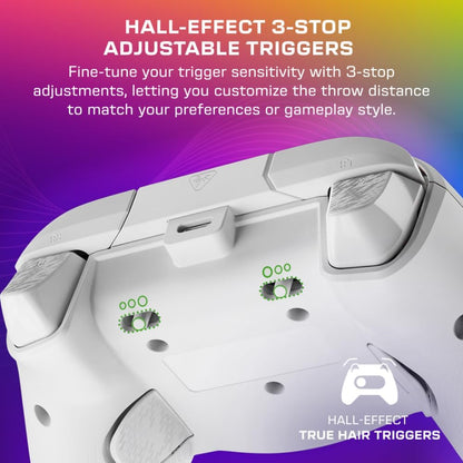 Turtle Beach Afterglow Wave Wit Bekabelde RGB-Gamingcontroller – Gelicentieerd voor Xbox Series X en S, Xbox One en Windows – Toewijsbare knoppen, Hall-Effect-Hairtriggers, Audiobediening