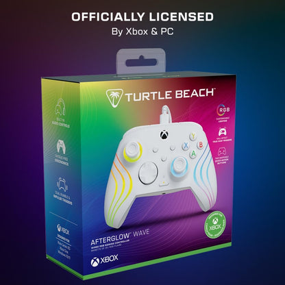 Turtle Beach Afterglow Wave Wit Bekabelde RGB-Gamingcontroller – Gelicentieerd voor Xbox Series X en S, Xbox One en Windows – Toewijsbare knoppen, Hall-Effect-Hairtriggers, Audiobediening