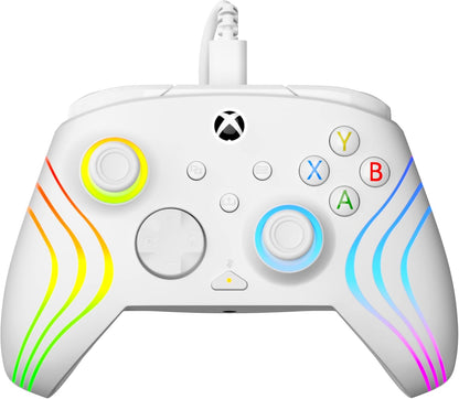 Turtle Beach Afterglow Wave Wit Bekabelde RGB-Gamingcontroller – Gelicentieerd voor Xbox Series X en S, Xbox One en Windows – Toewijsbare knoppen, Hall-Effect-Hairtriggers, Audiobediening
