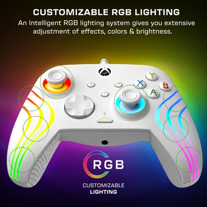 Turtle Beach Afterglow Wave Wit Bekabelde RGB-Gamingcontroller – Gelicentieerd voor Xbox Series X en S, Xbox One en Windows – Toewijsbare knoppen, Hall-Effect-Hairtriggers, Audiobediening