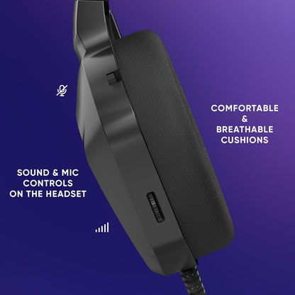 Oniverse Bedrade gaming-headset met verstelbare microfoon, compatibel met PS5 PS4 Switch Xbox PC Mac, led-gaming-hoofdtelefoon, 50 mm luidspreker, comfortabel en ademend, bekabelde jack - meteor