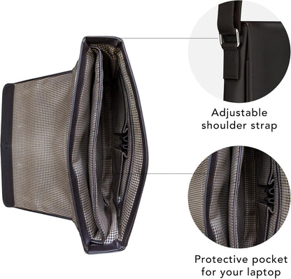 dbramante1928 - Marselisborg - laptoptas - aktetas van leer 14 inch - schoudertas voor heren en dames - laptoptas voor business & werk - Deens design - Hunter Dark - (2e Gen)