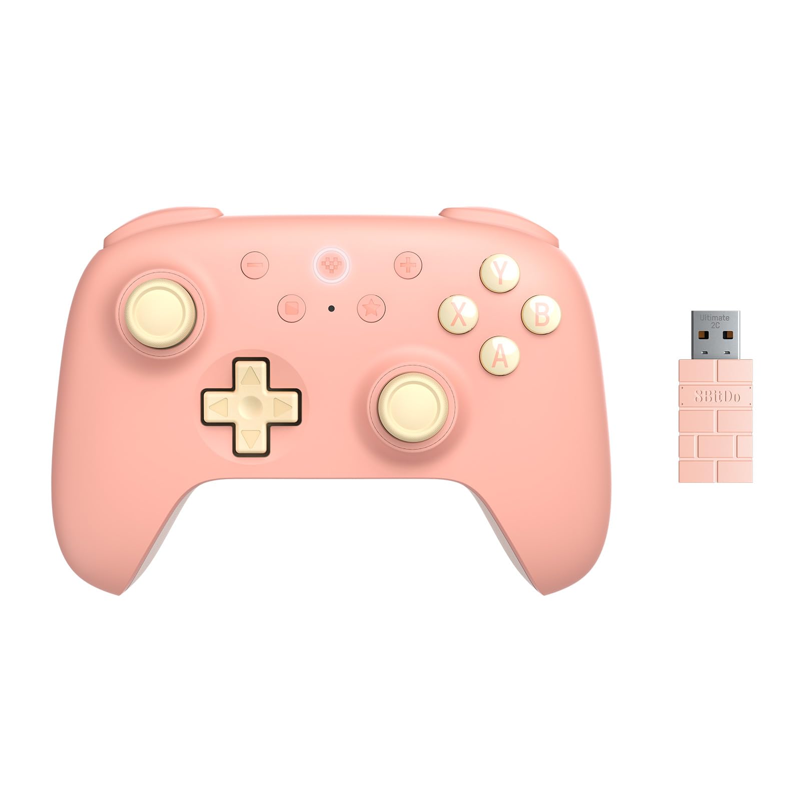 8Bitdo Ultimate 2C Wireless Controller for Windows PC and Android, with 1000Hz Polling Rate, Hall Effect Joysticks and Hall Triggers, and Remappable L4/R4 Bumpers (Peach