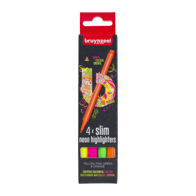 Bruynzeel Neon Slim markeerstiften 4-delige set