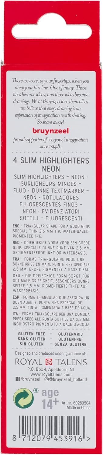 Bruynzeel Neon Slim markeerstiften 4-delige set