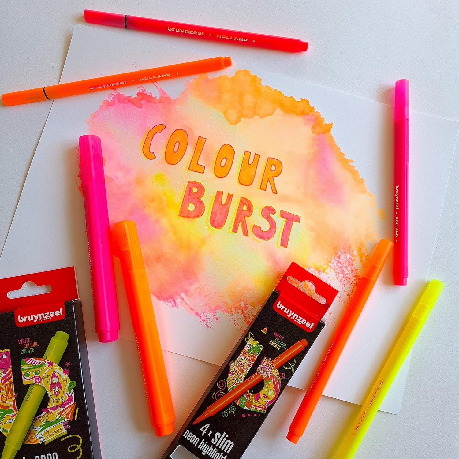 Bruynzeel Neon Slim markeerstiften 4-delige set