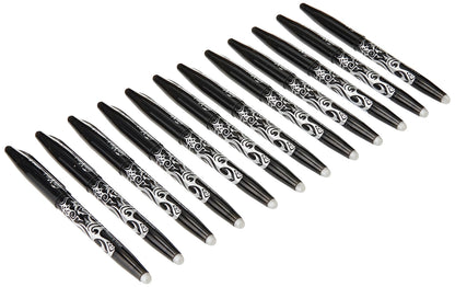 Pilot Frixion Erasable Rollerball Pen, 0.7 mm Tip - Black, Box of 12