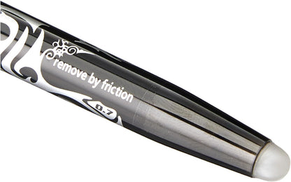 Pilot Frixion Erasable Rollerball Pen, 0.7 mm Tip - Black, Box of 12