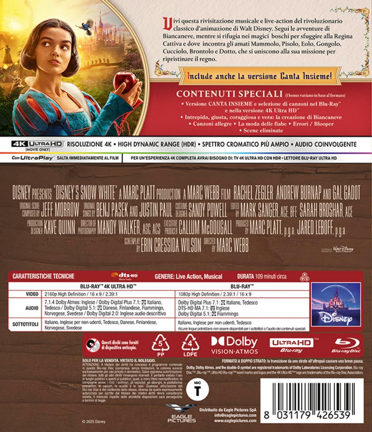 Biancaneve - Live Action - 4K ( Bd 4K + Bd Hd