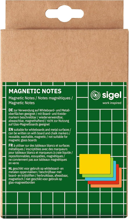 SIGEL MU103 Magnetic Notes, Pack of 25, 10 x 15 cm, 5 of Each in Blue/Yellow/Green/Orange/Red, Magnetic Paper, for Agile Work, for Marking and Attaching to Whiteboards