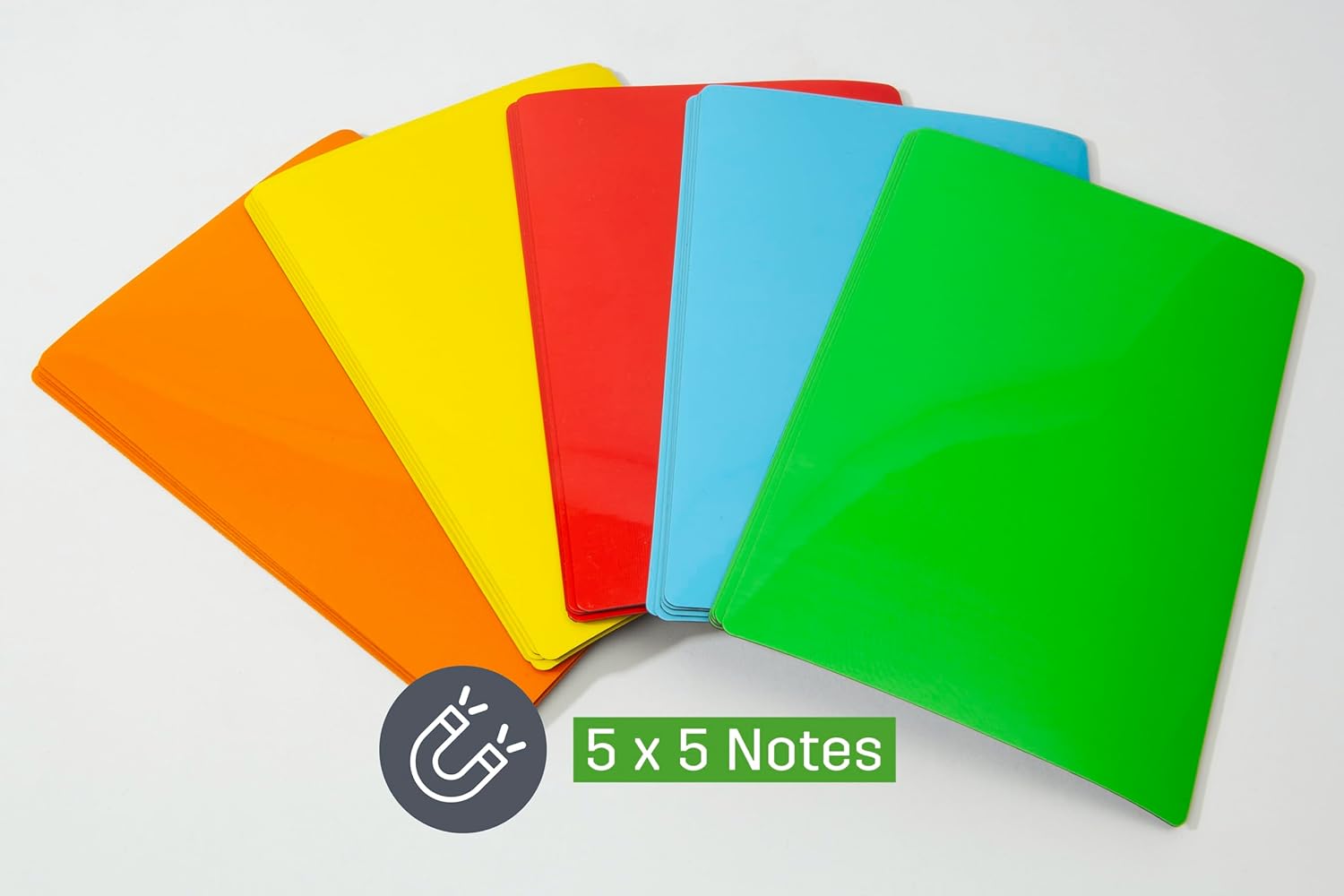 SIGEL MU103 Magnetic Notes, Pack of 25, 10 x 15 cm, 5 of Each in Blue/Yellow/Green/Orange/Red, Magnetic Paper, for Agile Work, for Marking and Attaching to Whiteboards