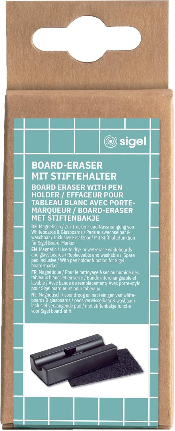 SIGEL BA150 Board eraser, magnetic, 13 x 6 cm, for whiteboards and glass magnet boards