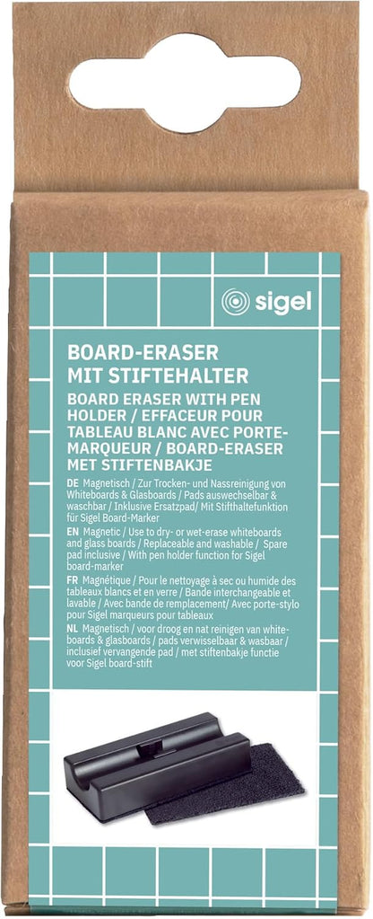 SIGEL BA150 Board eraser, magnetic, 13 x 6 cm, for whiteboards and glass magnet boards